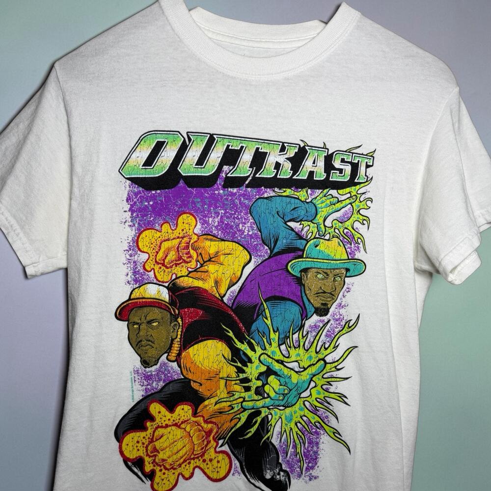 Outkast Graphic T Shirt Small White Hip Hop Rap Tee Andre 3000 Big Boi